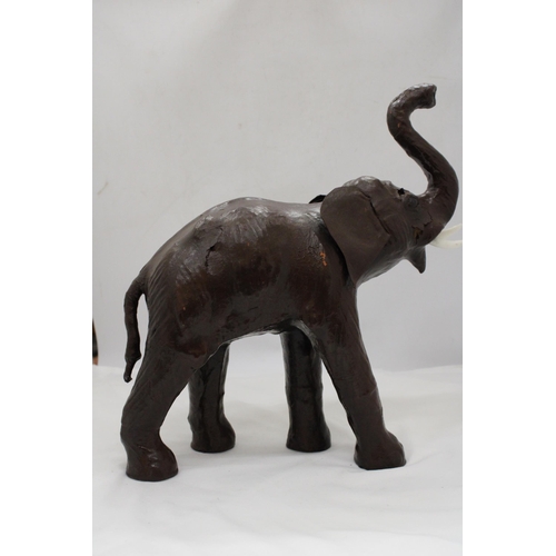 241 - A VINTAGE LEATHER ELEPHANT, HEIGHT 35CM