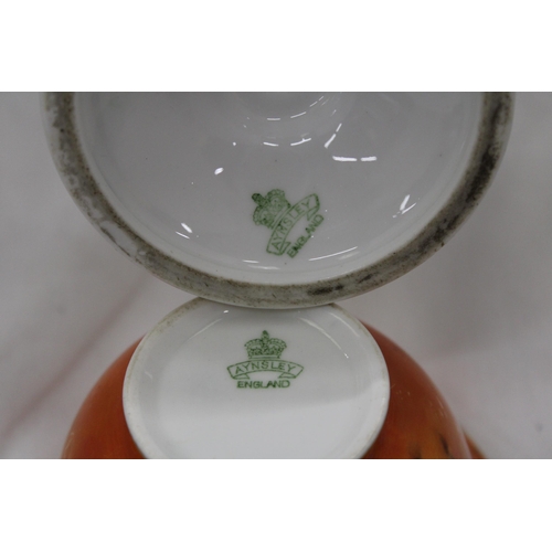 248 - TWO PIECES OF VINTAGE AYNSLEY LUSTREWARE WITH BUTTERFLY DESIGN, TO INCLUDE A VASE, HEIGHT 18CM AND A... 