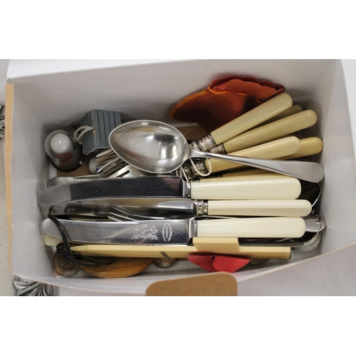 261 - A MIXED LOT TO INCLUDE FLATWARE, PHOTO FRAMES,ETC