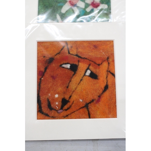 267 - TWO SUZY SHACKLETON FELT ART PICTURES, 30CM X 30CM