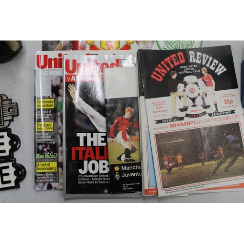 803 - TEN VINTAGE MANCHESTER UNITED PROGRAMMES, TO INCLUDE BARCELONA AND JUVENTUS