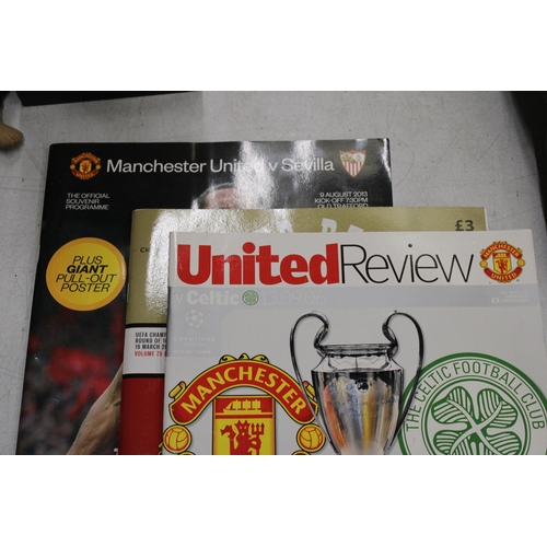 803 - TEN VINTAGE MANCHESTER UNITED PROGRAMMES, TO INCLUDE BARCELONA AND JUVENTUS