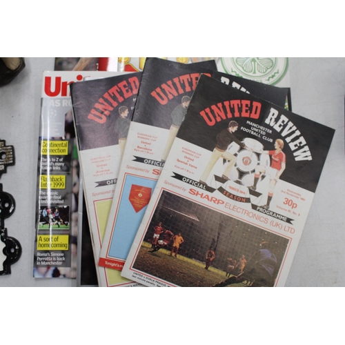 803 - TEN VINTAGE MANCHESTER UNITED PROGRAMMES, TO INCLUDE BARCELONA AND JUVENTUS