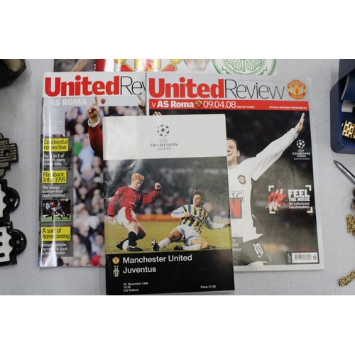 803 - TEN VINTAGE MANCHESTER UNITED PROGRAMMES, TO INCLUDE BARCELONA AND JUVENTUS