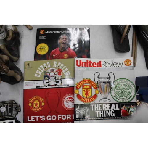 803 - TEN VINTAGE MANCHESTER UNITED PROGRAMMES, TO INCLUDE BARCELONA AND JUVENTUS