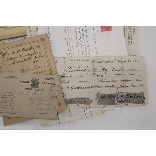 808 - A QUANTITY OF VINTAGE EPHEMERA TO INCLUDE RECEIPTS, LETTERS, ETC