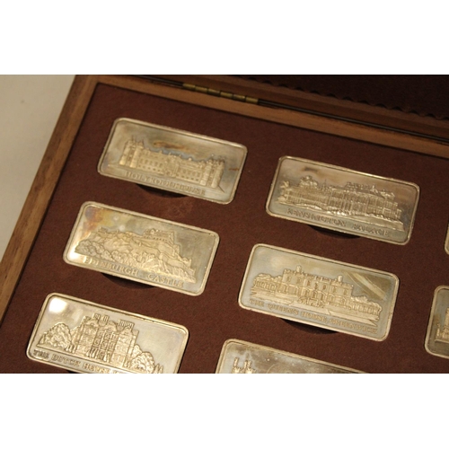 355 - A CASED COLLECTION OF 12 SOLID SILVER INGOTS OF ROYAL PALACES BY THE BIRMINGHAM MINT A LIMITED EDITI... 