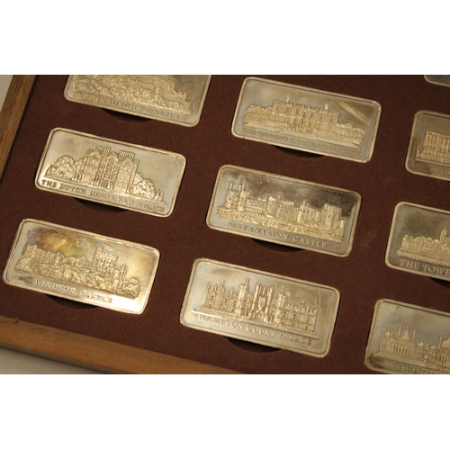 355 - A CASED COLLECTION OF 12 SOLID SILVER INGOTS OF ROYAL PALACES BY THE BIRMINGHAM MINT A LIMITED EDITI... 