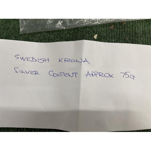 408A - A LARGE QUANTITY OF SWEDISH COINS WITH BELIEVED SILVER CONTENT 75 GRAMS