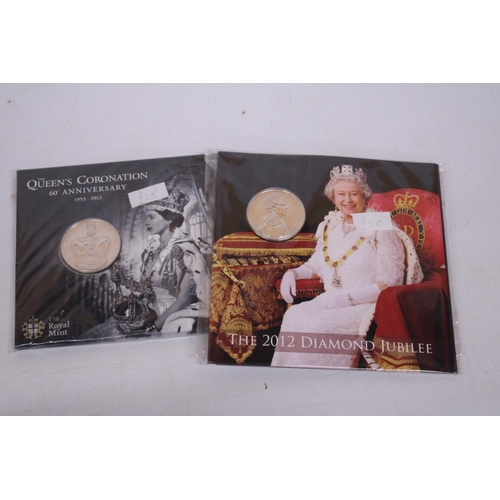 472 - A COLLECTION OF COINS TO INCLUDE A QUEENS CORONATION 60TH ANNIVERSARY £5 COIN AND A 2012 DIAMOND JUB... 