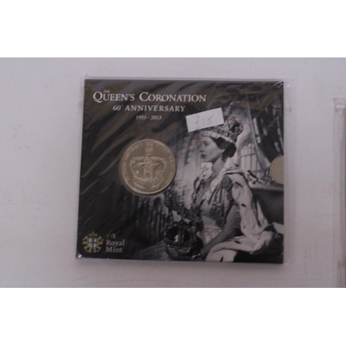 472 - A COLLECTION OF COINS TO INCLUDE A QUEENS CORONATION 60TH ANNIVERSARY £5 COIN AND A 2012 DIAMOND JUB... 