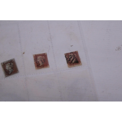 476 - A COLLECTION OF STAMPS TO INCLUDE THREE VICTORIAN PENNY REDS, THREE 5D BLUES ETC