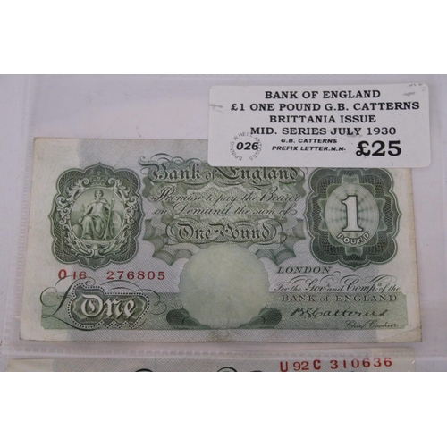 479 - TWO ONE POUND NOTES  AND A TEN SHILLING NOTE