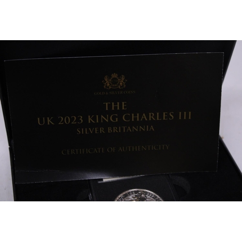 484 - THE 2023 KC 111 , SILVER BRITANNIA £2 COIN , BOXED WITH COA .