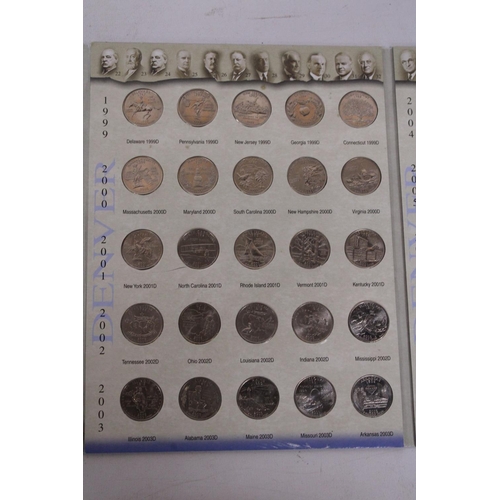 485 - USA , STATE SERIES QUARTERS , COMPLETE 100 COIN SET , 1999-2008 , PHILADELPHIA AND DENVER MINT