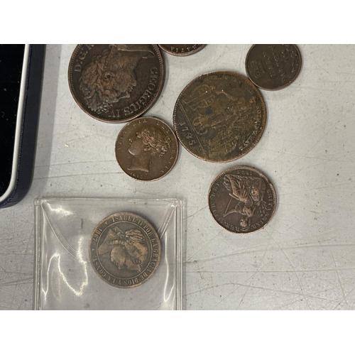 406A - THRIETEEN VARIOUS COINS TO INCLUDE SIX FARTHINGS 1823 - 1854, AN 1844 HALF FARTHING, A 1913 THIRD FA... 