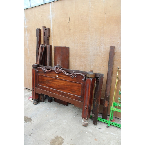 3005 - A VICTORIAN MAHOGANY 1/2 TESTER 5' BEDSTEAD