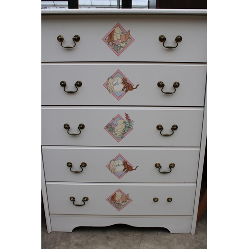 3011 - A MODERN WHITE CHEST OF FIVE DRAWERS, 28