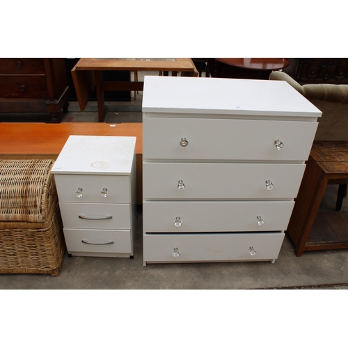 3017 - A MODERN WHITE CHEST OF FOUR DRAWERS AND BEDSIDE LOCKER