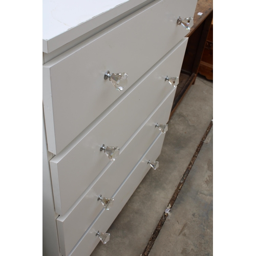 3017 - A MODERN WHITE CHEST OF FOUR DRAWERS AND BEDSIDE LOCKER