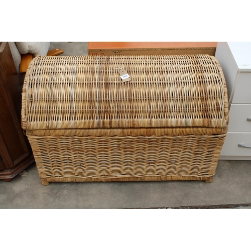 3018 - A MODERN WICKER DOMED TOP BLANKET CHEST