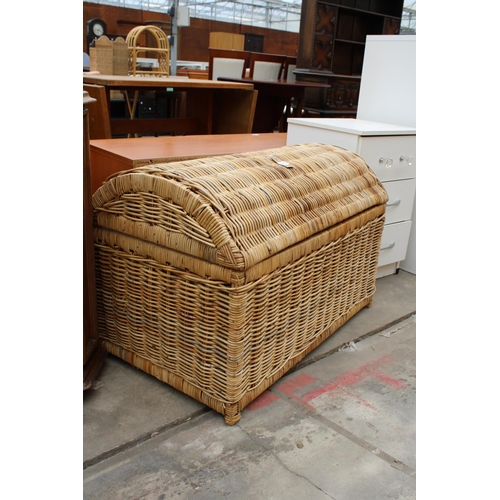 3018 - A MODERN WICKER DOMED TOP BLANKET CHEST