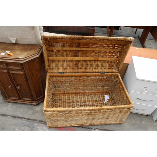 3018 - A MODERN WICKER DOMED TOP BLANKET CHEST