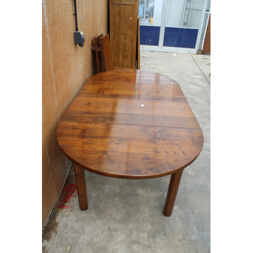 3023 - AN OAK BESPOKE EXTENDING DINING TABLE ON SQUARE CHAMFERRED LEGS, 48