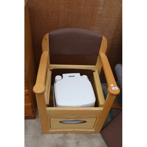 3028 - A GORDON ELLIS AND CO COMMODE CHAIR ENCLOSING PORTA POTTI QUBE