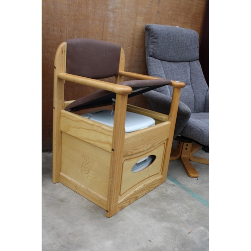 3028 - A GORDON ELLIS AND CO COMMODE CHAIR ENCLOSING PORTA POTTI QUBE