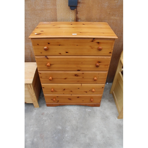 3029 - A MODERN PINE CHEST OF FIVE DRAWERS, 32