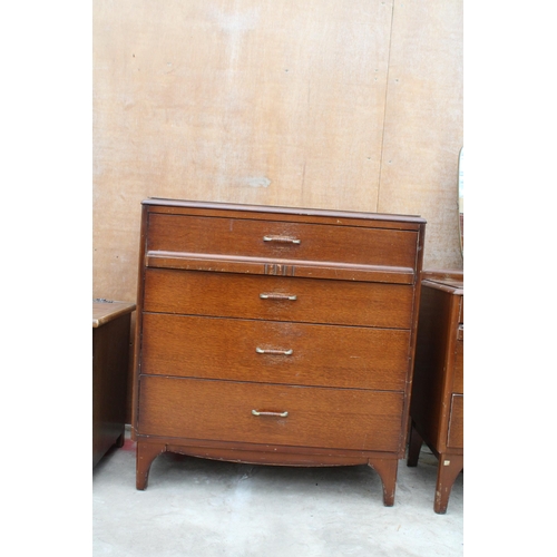 3031 - A RETRO LEBUS OAK CHEST OF FOUR DRAWERS, 31