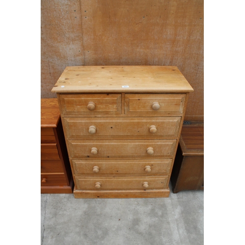 3033 - A MODERN PINE CHEST OF TWO SHORT AND FOUR LONG DRAWERS, 32