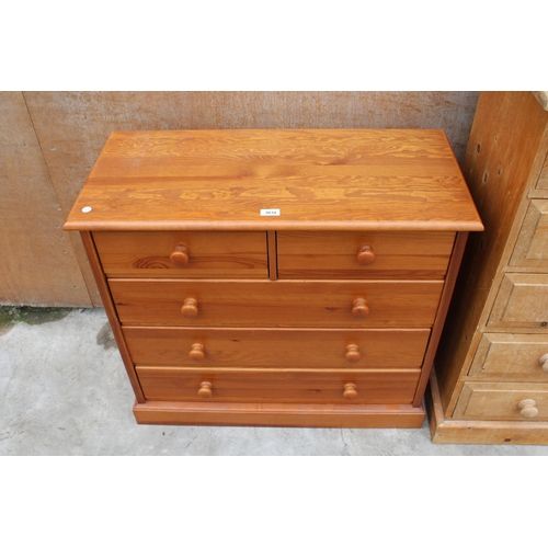 3034 - A MODERN PINE CHEST OF TWO SHORT AND THREE LONG DRAWERS, 33