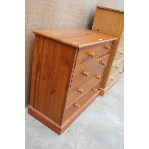 3034 - A MODERN PINE CHEST OF TWO SHORT AND THREE LONG DRAWERS, 33