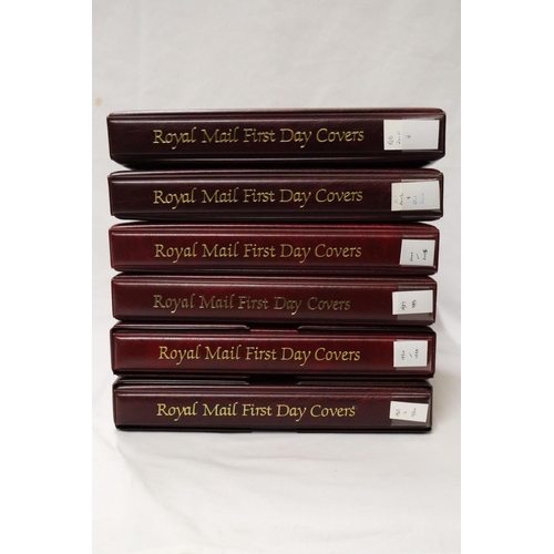 388 - GB - A COMPREHENSIVE FDC COLLECTION HOUSED IN SIX ROYAL MAIL BINDERS. MAINLY TYPED LABELS