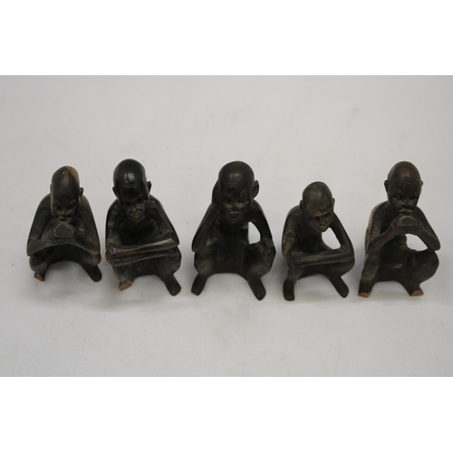 189 - A COLLECTION OF FIVE VINTAGE WOODEN AFRICAN FIGURES