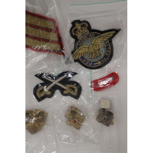 204 - A QUANTITY OF MILITARY CLOTH BADGES AND PIPS