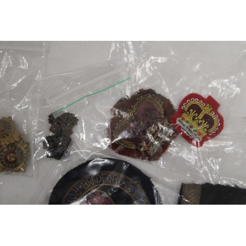 204 - A QUANTITY OF MILITARY CLOTH BADGES AND PIPS