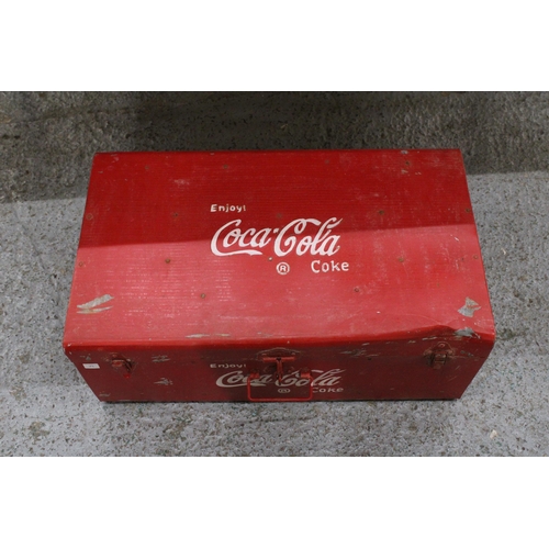 258 - A LARGE RED 'COCA-COLA' COOL BOX, HEIGHT 28CM, WIDTH 68CM, DEPTH 39CM