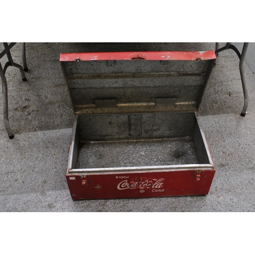 258 - A LARGE RED 'COCA-COLA' COOL BOX, HEIGHT 28CM, WIDTH 68CM, DEPTH 39CM