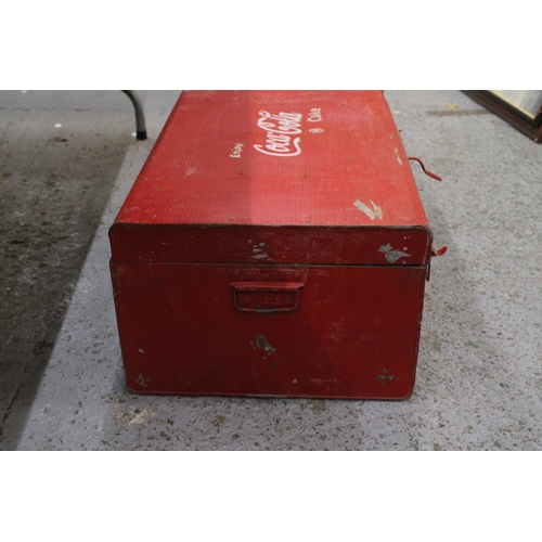 258 - A LARGE RED 'COCA-COLA' COOL BOX, HEIGHT 28CM, WIDTH 68CM, DEPTH 39CM