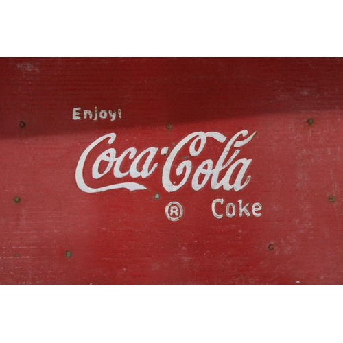 258 - A LARGE RED 'COCA-COLA' COOL BOX, HEIGHT 28CM, WIDTH 68CM, DEPTH 39CM