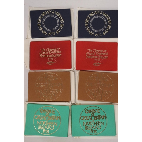 345 - UK & NI , 2 X 1972, 2 X’73, 2 X ’74 AND 2 X ’75 YEAR PACKS OF COINS CONTAINED IN ENVELOPE