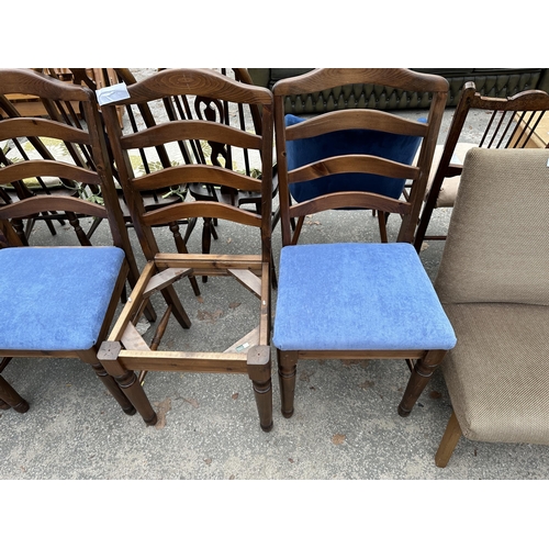 2889 - FIVE MODERN LADDER-BACK DINING CHAIRS, ONE BEING A CARVER AND BEDROOM CHAIR