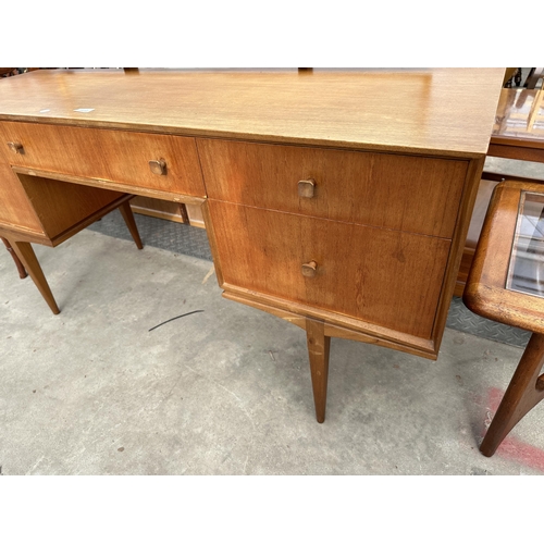 2912 - A MCINTOSH RETRO TEAK DRESSING TABLE ENCLOSING FIVE DRAWERS, 55.5