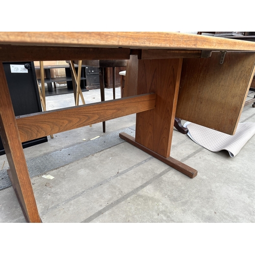 2921 - A RETRO TEAK GANSO MOBLER DROP-LEAF DINING TABLE WITH TILED TOP, 75