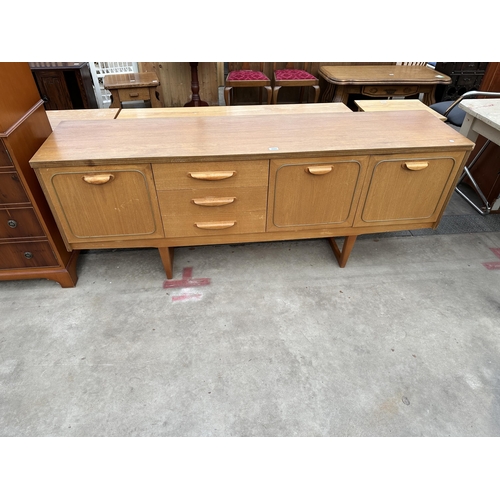 2924 - A RETRO TEAK SIDEBOARD ENCLOSING THREE DRAWERS AND THREE CUPBOARDS, 72