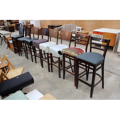 2933 - EIGHT VARIOUS HIGH BACK STOOLS