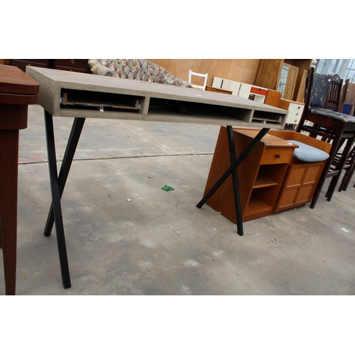 2935 - A MODERN CONSOLE TABLE WITH TWO DRAWERS (REQUIRES DRAWER FRONTS RE-AFFIXING)